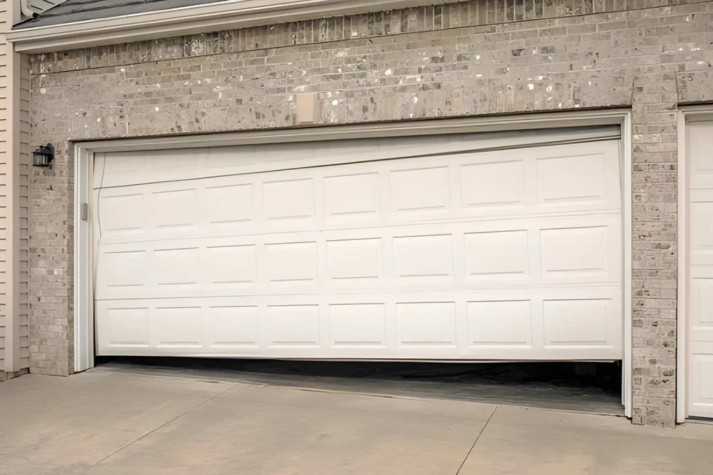 Residential garage door stuck partially open and needing professional repair